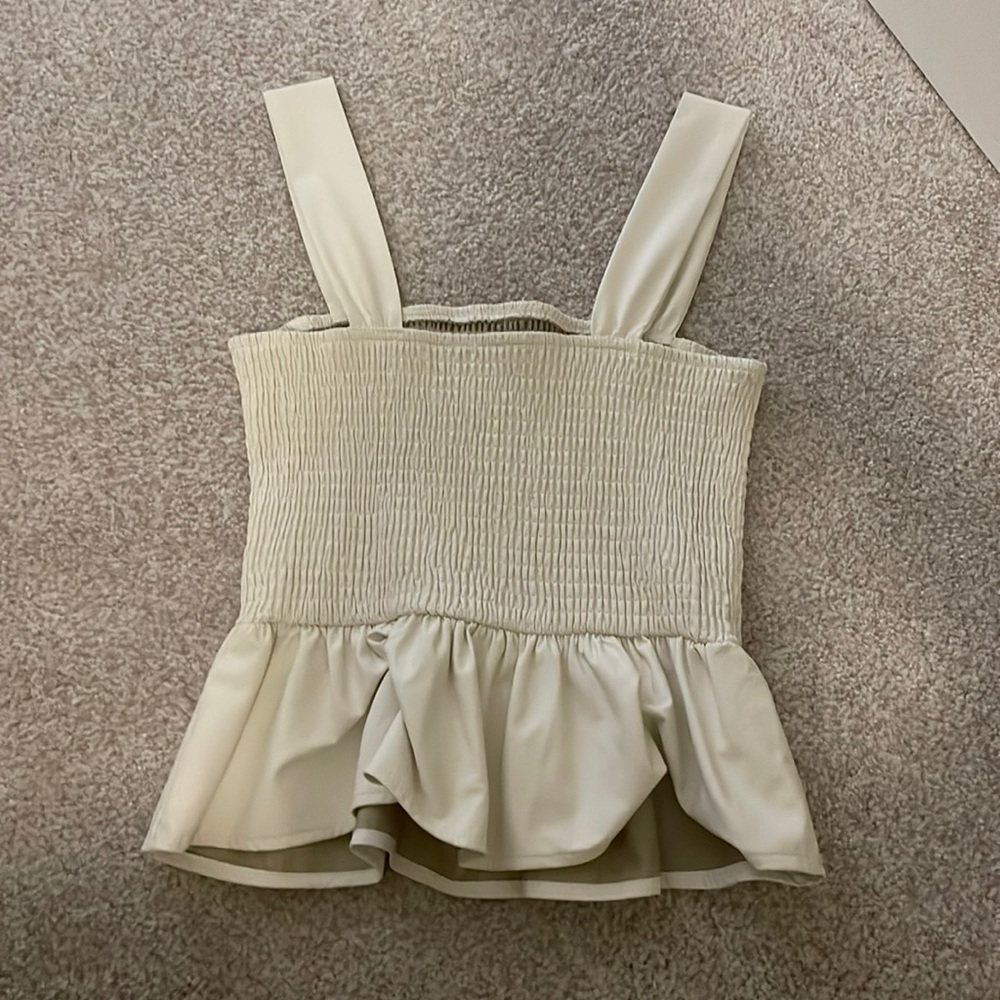 White leather crop shirt